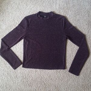 Long sleeve metallic crop top